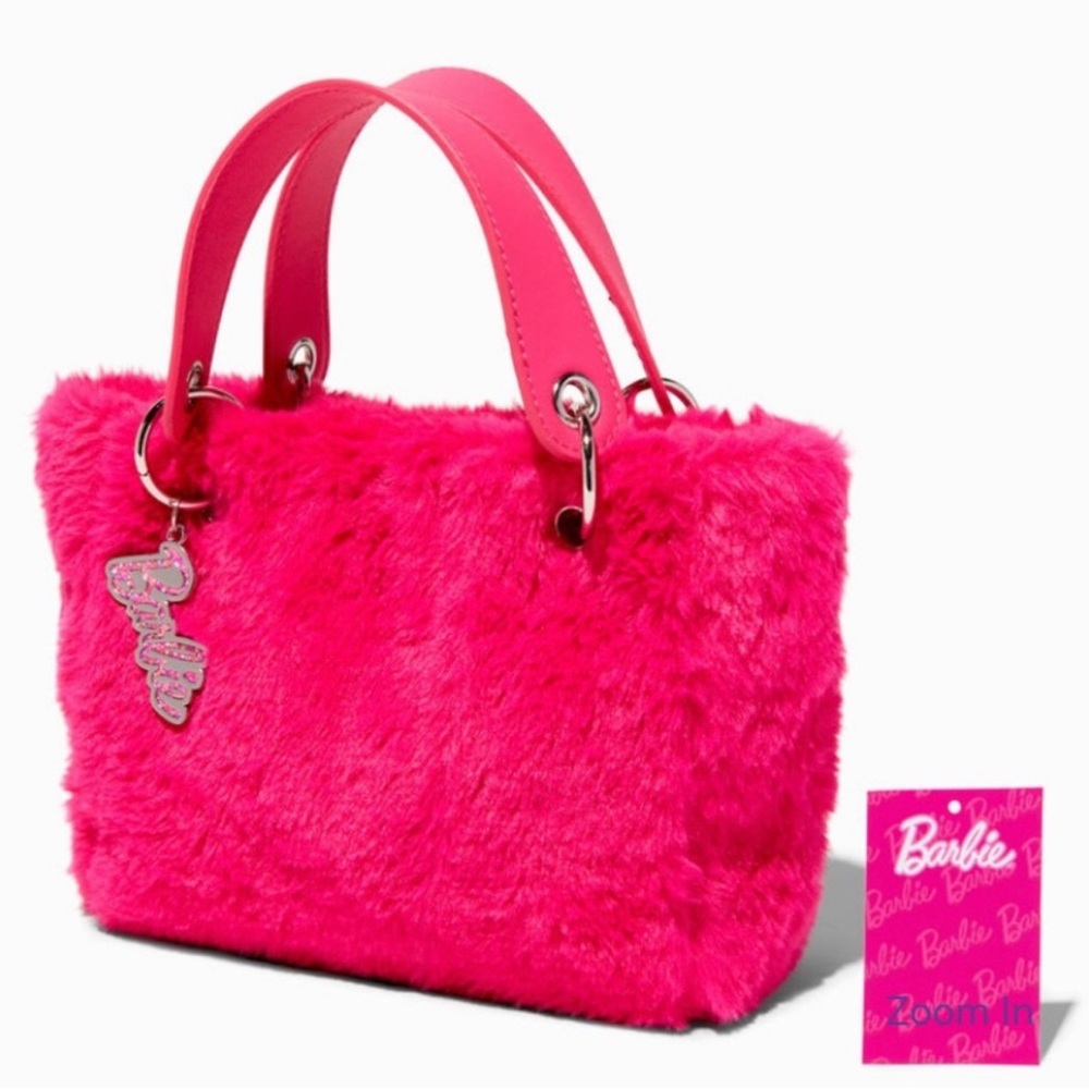 NWT Barbie Furry tote Bag Super cute Authentic Barbie core pink